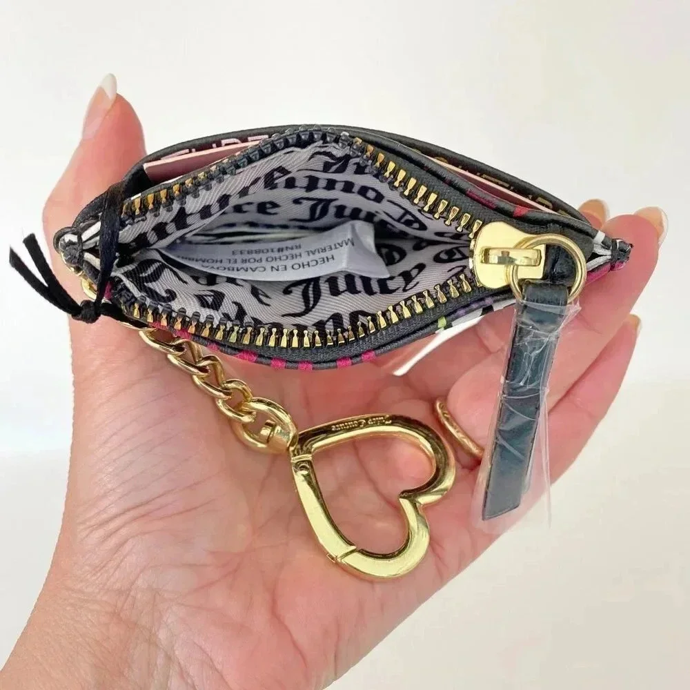 Juicy Couture Black ID Card Case Keychain Bag Charm NWT
